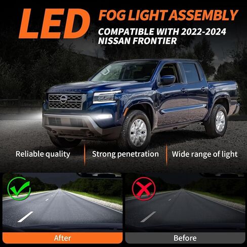 Fog Light Assembly Compatible with Frontier 2022-2024 with Switch Harnesses Left & Right 261558996C 261508996C (Not Halogen) Pair Fog Lamp in Saudi Arabia