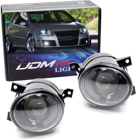 iJDMTOY Euro Clear Lens Projector Fog Light المساكن مع مصابيح الهالوجين، محولات، متوافقة مع Volkswagen Golf MK5، Jetta V in Saudi Arabia