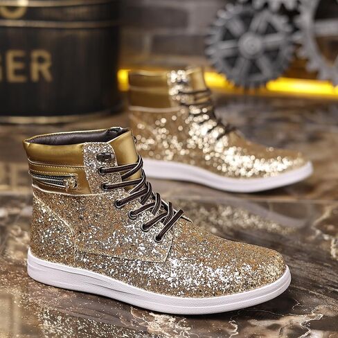 أحذية Trsorini Glitter الرجالية عالية الجودة أحذية رياضية لامعة لامعة ومزينة بالترتر للرجال in Kuwait
