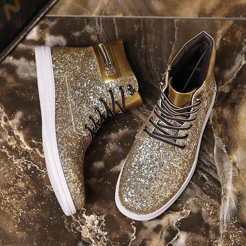 أحذية Trsorini Glitter الرجالية عالية الجودة أحذية رياضية لامعة لامعة ومزينة بالترتر للرجال in Kuwait