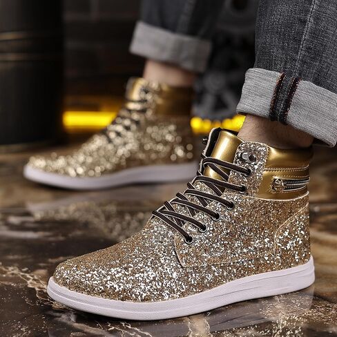 أحذية Trsorini Glitter الرجالية عالية الجودة أحذية رياضية لامعة لامعة ومزينة بالترتر للرجال in Kuwait