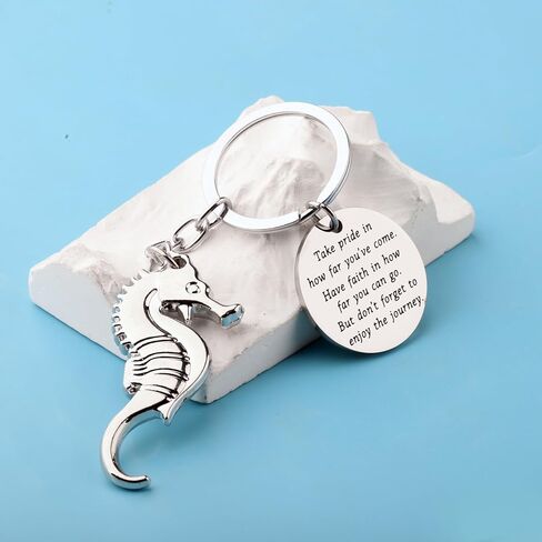 FUSTMW Seahorse Keychain Seahorse Gift Sea Horse Lover Gifts Ocean Life Keychain Ocean Animal Keyring Sea Creature Gifts in Kuwait