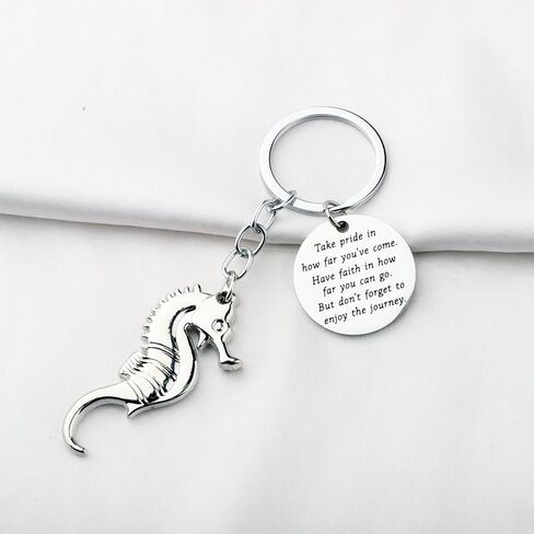 FUSTMW Seahorse Keychain Seahorse Gift Sea Horse Lover Gifts Ocean Life Keychain Ocean Animal Keyring Sea Creature Gifts in Kuwait