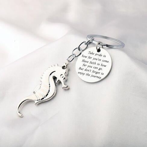 FUSTMW Seahorse Keychain Seahorse Gift Sea Horse Lover Gifts Ocean Life Keychain Ocean Animal Keyring Sea Creature Gifts in Kuwait