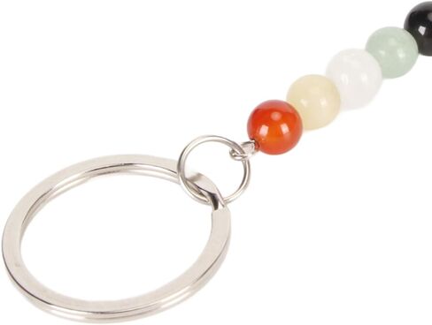 Healing Keychain Stone Beads Pendant Keychain 7 Chakra Tree Pendant Keychain Colorful Faux Crystal Healing Beads Keyring for Purse Handbag Backpack in Kuwait