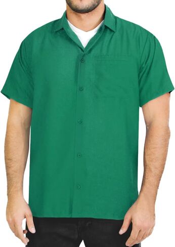 LA LEELA Mens Short Sleeve Button Down Casual Vacation Camp Collared Solid Shirts for Men in Saudi Arabia
