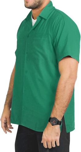 LA LEELA Mens Short Sleeve Button Down Casual Vacation Camp Collared Solid Shirts for Men in Saudi Arabia