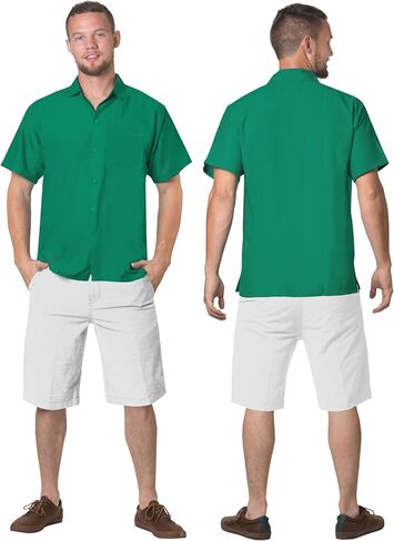 LA LEELA Mens Short Sleeve Button Down Casual Vacation Camp Collared Solid Shirts for Men in Saudi Arabia