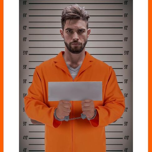 Ramede Orange Prisoner Jumpsuit Costume with Handcuffs Inmate Bodysuit Unisex Jail Criminal for Halloween Cosplay Costume in Saudi Arabia