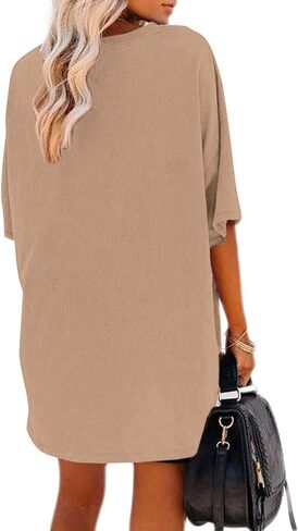 Remidoo Women's Oversized T Shirt Crewneck Solid Short Sleeve Baggy Cotton Tees in Kuwait