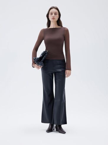 SUUKSESS Women Double Line Mesh Tops Boat Neck Long Sleeve Shirts in Saudi Arabia