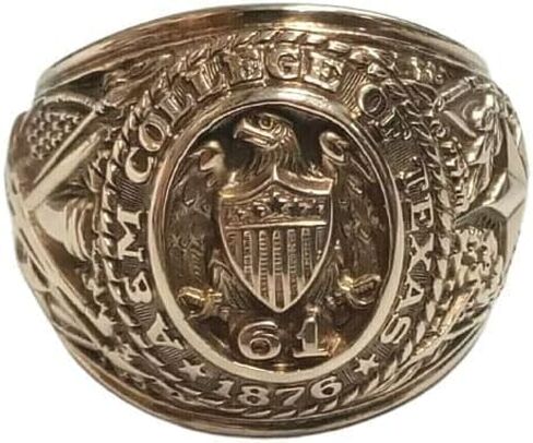 PEARL JEWELS Texas A&M College Aggie Ring, 14K Yellow Gold Finish, Men's Custom Year in Saudi Arabia