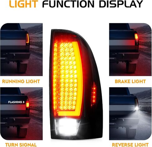 ضوء خلفي LED (دخان) + ضوء الفرامل الثالث (أحمر) مناسب لسيارة Toyota Tacoma 2005-2015 مع ضوء تشغيل ديناميكي لبدء التشغيل، مجموعة الضوء الخلفي، استبدال ضوء التوقف العالي 3 قطع in Saudi Arabia