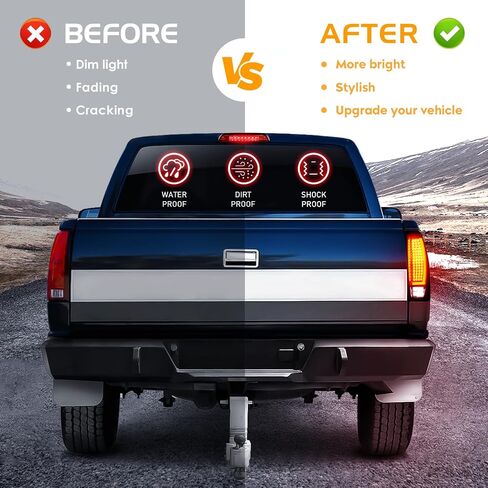 ضوء خلفي LED (دخان) + ضوء الفرامل الثالث (أحمر) مناسب لسيارة Toyota Tacoma 2005-2015 مع ضوء تشغيل ديناميكي لبدء التشغيل، مجموعة الضوء الخلفي، استبدال ضوء التوقف العالي 3 قطع in Saudi Arabia