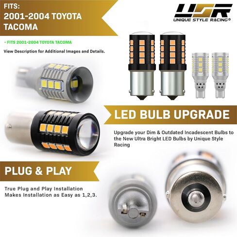 USR Canbus لا يوجد خطأ في إشارة الانعطاف الكهرماني ومصابيح LED احتياطية بيضاء عكسية - ترقية 4 قطع متوافقة مع مصابيح خلفية شاحنة تويوتا تاكوما بيك أب 2001-2004 (تناسب المخزون والعلامة التجارية DEPO) in Kuwait