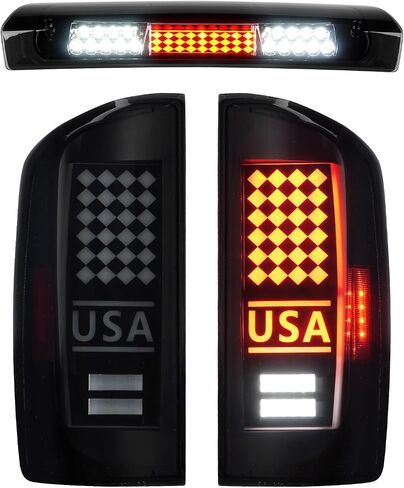 LED Tail Light + 3rd Brake Light Kit Fit for Dodge Ram 1500 2007-2008, for Ram 2500 3500 2007-2009 (Fit Factory Halogen Model), Taillights and High Mount Stop Light,Smoke Lens 3 PCS in Saudi Arabia