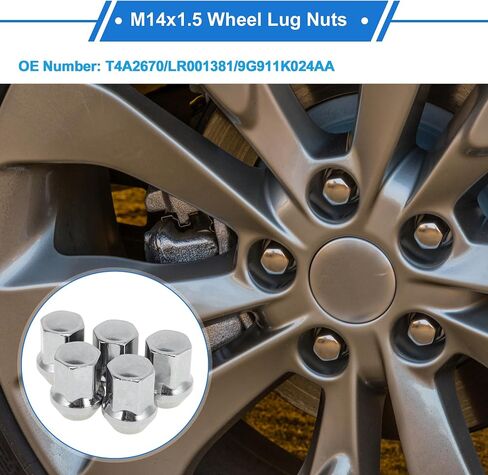 5 Pcs M14x1.5 Lug Nuts for Land Rover Discovery Sport 2015-2021 Alloy Steel Wheel Lug Nuts No.T4A2670/LR001381/9G911K024AA Silver Tone in Saudi Arabia