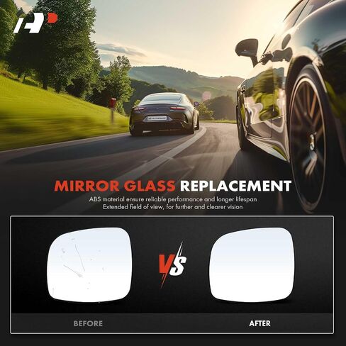 A-Premium Left Driver Side Non-Heated Mirror Glass with Backing Plate - Compatible with Dodge Grand Caravan 2008-2020 & Chrysler Town & Country 2008-2016 & Ram C/V - Exterior Side View Flat Mirror in Saudi Arabia