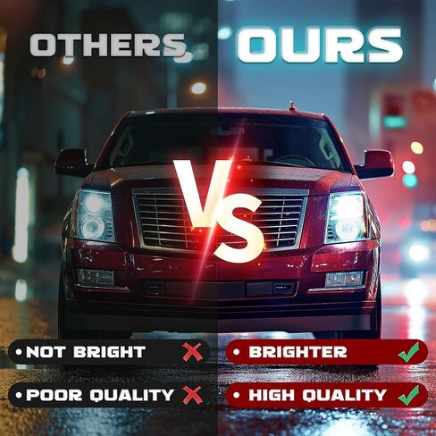 HECASA LED Projector Headlight Compatible with 2007-2014 Cadillac Escalade Xenon/HID LED Tube Day Running Light Headlamp Clear Lens Chrome Housing Replacement for GM2503291 GM2502291 in Kuwait