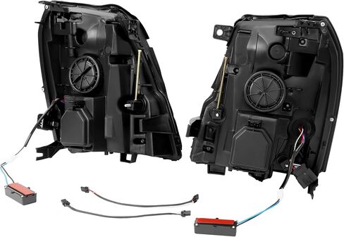 HECASA LED Projector Headlight Compatible with 2007-2014 Cadillac Escalade Xenon/HID LED Tube Day Running Light Headlamp Clear Lens Chrome Housing Replacement for GM2503291 GM2502291 in Kuwait