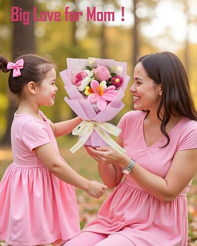باقة زهور التوليب من الكروشيه - زهور كروشيه مصنوعة يدويًا، هدية مدروسة لجميع المناسبات، حفلات الزفاف، أعياد الميلاد، الذكرى السنوية، العطلات وديكور المنزل، جاهزة للهدايا، وردي in Kuwait