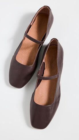 حذاء باليه مسطح من Madewell The Greta من الجلد المعدني فضي 10 م in Kuwait