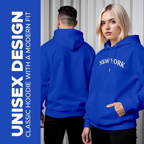 New York Hoodie – Unisex Pullover Sweatshirt, NYC Graphic Print, Casual Streetwear, Oversized Fleece Hoodie, Cotton Blend in Saudi Arabia