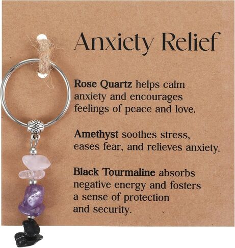 Natural Crystal Keychain for Anxiety Relief, New Beginnings Healing Crystal Key Chain Gifts Keychain for Women Friends Good Luck Retirement Small Healing Stones Gifts in Saudi Arabia