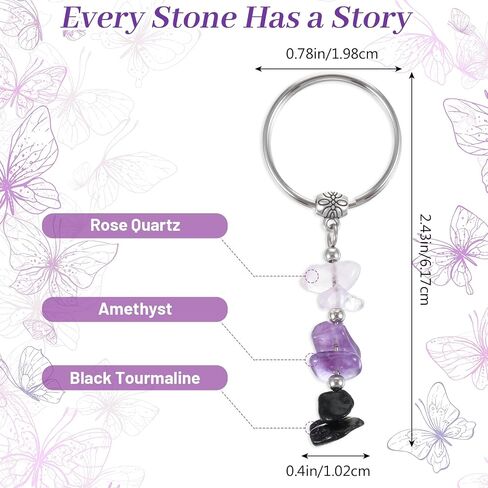 Natural Crystal Keychain for Anxiety Relief, New Beginnings Healing Crystal Key Chain Gifts Keychain for Women Friends Good Luck Retirement Small Healing Stones Gifts in Saudi Arabia