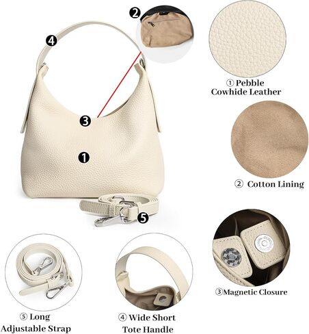 حقيبة يد صغيرة من الجلد بمقبض علوي من DAILANDO للنساء حقيبة هوبو صغيرة أنيقة مع حزام كروس طويل قابل للتعديل in Kuwait