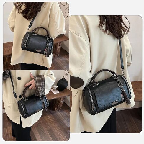 محفظة نسائية صغيرة، حقيبة يد من جلد البولي يوريثان بمقبض علوي مع حزام حول الجسم، حقيبة كتف عصرية مع شرابة in Kuwait