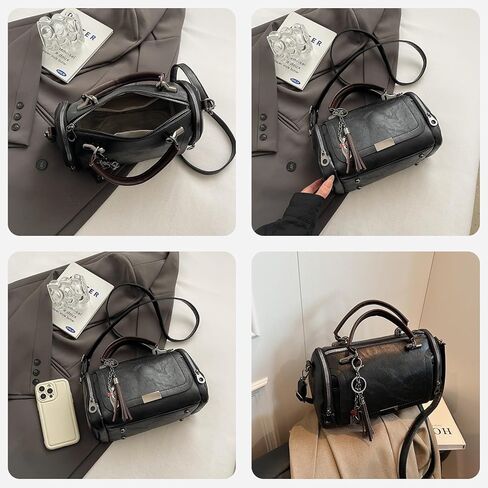 محفظة نسائية صغيرة، حقيبة يد من جلد البولي يوريثان بمقبض علوي مع حزام حول الجسم، حقيبة كتف عصرية مع شرابة in Kuwait