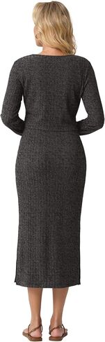 GRECERELLE Women's Fall 2 Piece Sets Long Sleeve Cropped Cardigan Split Crewneck Midi Dress (S-2XL) in Saudi Arabia
