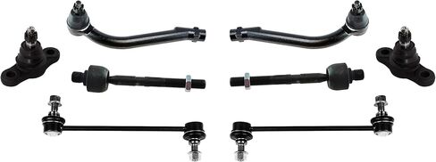 PartsW - 8 قطع لسيارة Hyundai Elantra 2007-2010/Kia Forte 2010-2013 + المزيد (التحقق من الطرازات)، أطراف قضيب الربط الأمامي الخارجي والداخلي، ووصلات قضيب التأرجح المثبت، ومفاصل كروية سفلية، ومجموعة التعليق in Saudi Arabia