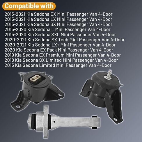 A71204 A71200 A71201 3Pcs Engine Motor Mount and Transmission Mount Set Compatible with Kia Sedona 3.3L V6 2015-2021 21950-A9001 21810-A9000 21830-A9001 in Kuwait