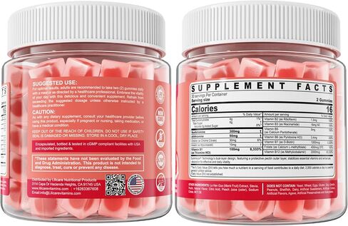 Vitamin B1 Gummies, Benfotiamine 300mg Allithiamine 50mg Thiamine 100mg +8 Vitamin B Complex,Inositol for Women Men, Includes Niacin, L-methylfolate, Methyl B12 for Nerve Energy Overall Health, 60Cts in Saudi Arabia