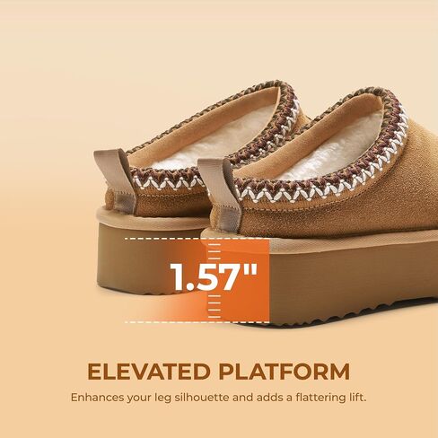 DREAM PAIRS Women's Slippers Genuine Suede Platform Boots Snow Winter Short Ankle Boot Anti-Slip Slip on Slippers For Outdoor Indoor House in Saudi Arabia