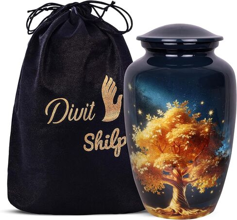 Cremation Urn for Human Ashes with Satin Bag, for Adults up to 200 lbs | Large Handcrafted Funeral Urns. (Lilac Angel Wings, Adult) in Kuwait