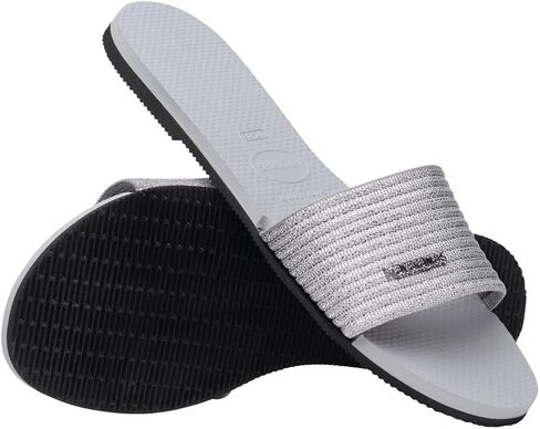 صنادل Havaianas النسائية You Malata - صنادل بأشرطة منسوجة - أسود/أزرق سماوي، 6 in Saudi Arabia