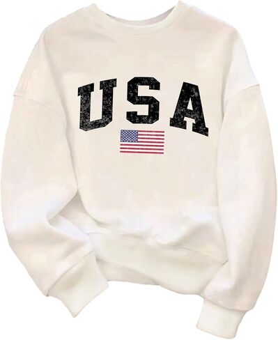 Floerns Boy's Flag Crew Neck Sweatshirt Long Sleeve Drop Shoulder Pullovers Tops in Saudi Arabia