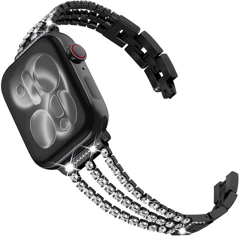 Fullife متوافق مع نطاقات Apple Watch للنساء ، Crystal Diamond Bling Metal Link Bracelet Steel Strap Series Apple Watch Series 10 42mm ، 9/8/7 41mm ، SE2/SE/6/5/4 40 مم IWATCH ، 3/2/1 38 مم (الفضة ) in Kuwait