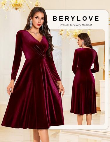 فستان رسمي لحفلات الكوكتيل من BeryLove بأكمام طويلة وفساتين زفاف شتوية in Kuwait