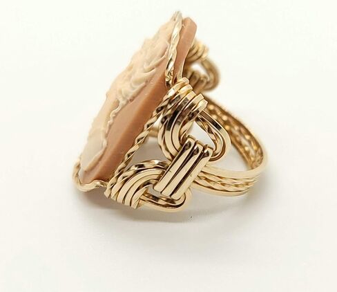 Fine Lady Large Coffee Resin Cameo Ring 14k Gold gf Art Jewelry HGJ in Saudi Arabia