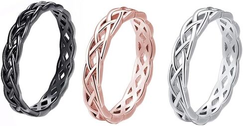 Celtic Knot Eternity Band Ring, Classic Stackable Rings for Women (Silver, Rose Gold, Black Sizes 6-10) in Saudi Arabia