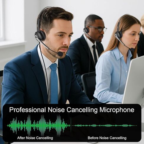 سماعات رأس USB مع MIC لجهاز الكمبيوتر المحمول للكمبيوتر الشخصي ، 3.5 مم/USB-C على سماعات كمبيوتر الأذن مع ميكروفون إلغاء الضوضاء ، في خط التحكم في مكتب التحكم ، مركز الاتصال ، اجتماع الفيديو （رمادي） in Kuwait