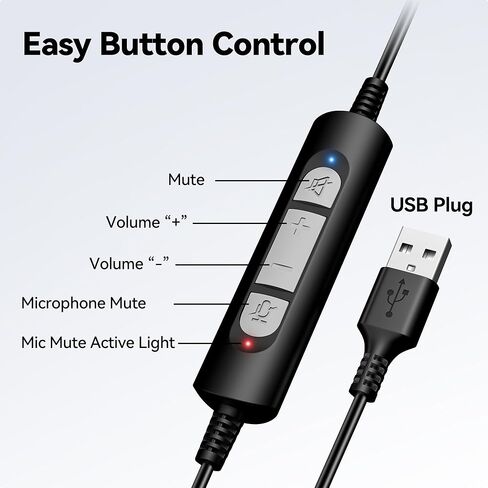 سماعات رأس USB مع MIC لجهاز الكمبيوتر المحمول للكمبيوتر الشخصي ، 3.5 مم/USB-C على سماعات كمبيوتر الأذن مع ميكروفون إلغاء الضوضاء ، في خط التحكم في مكتب التحكم ، مركز الاتصال ، اجتماع الفيديو （رمادي） in Kuwait