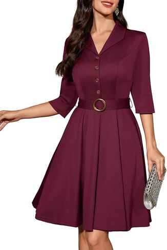 فستان كوكتيل نسائي عتيق من Bbonlinedress 3/4 كم طويل 1950s فستان رسمي قديم لحفلات الشاي ألين متواضع للعمل في الكنيسة in Kuwait