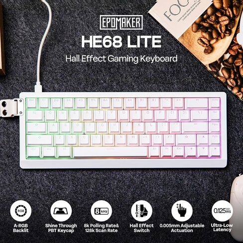 EPOMAKER HE68 Lite Hall Effect Gaming Keyboard, 8k Polling & 128K Scan Rate in Kuwait
