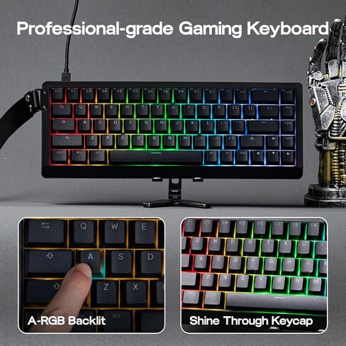 Epomaker HE68 Lite Hall Effect Affect Gaming Keyboard ، 8K استقصاء ومعدل فحص 128 كيلو ، زناد قابل للتعديل 0.01 ملم ، 0.125 مللي ثانية زمن وصول ، 5 طبقات صوتية ، مفتاح المفتاح ، SOCD ، A-RGB ، سلكية ، برنامج MAC (أسود) in Saudi Arabia