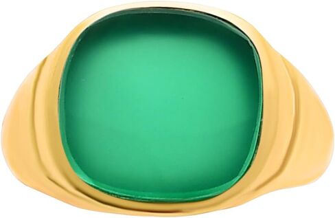 18K Gold Filled Non-Tarnish Signet Ring for Women & Men – Bold Cushion Cut Multi Gemstone Statement Ring – Classic Minimalist Jewelry for Daily Wear or Gift in Saudi Arabia